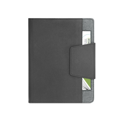 RUSSEL. PU and polyester fabric cover with A5 notebook with plain pages